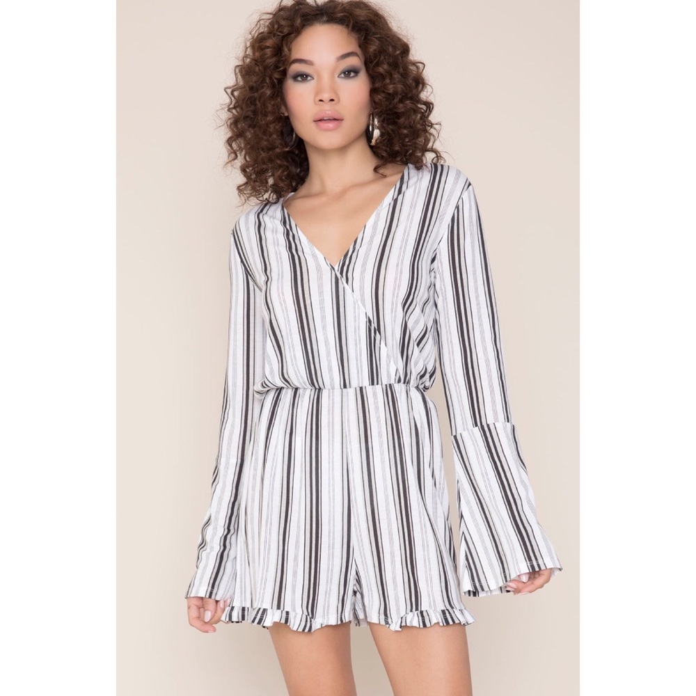 Kendall and Kylie bell sleeve striped romper